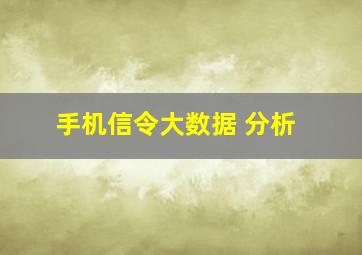 手机信令大数据 分析